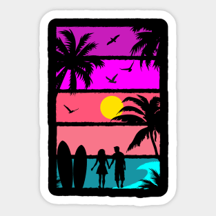 Vaporwave Aesthetic Inspired Beach Silhouette Sticker